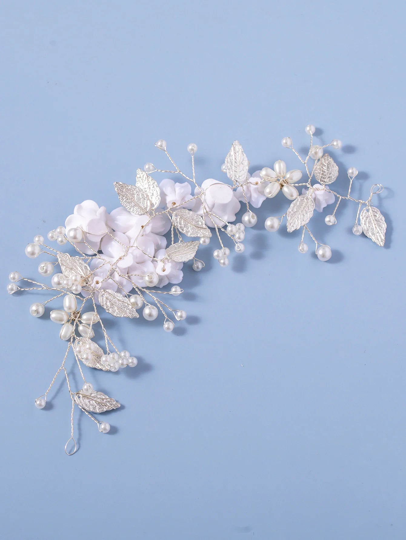Fashion and Elegant Bride Wedding Hair Vine Pearl Bridal Hair Piece Leaf Hair Accessories Rhinestone Headband for Women and Girl