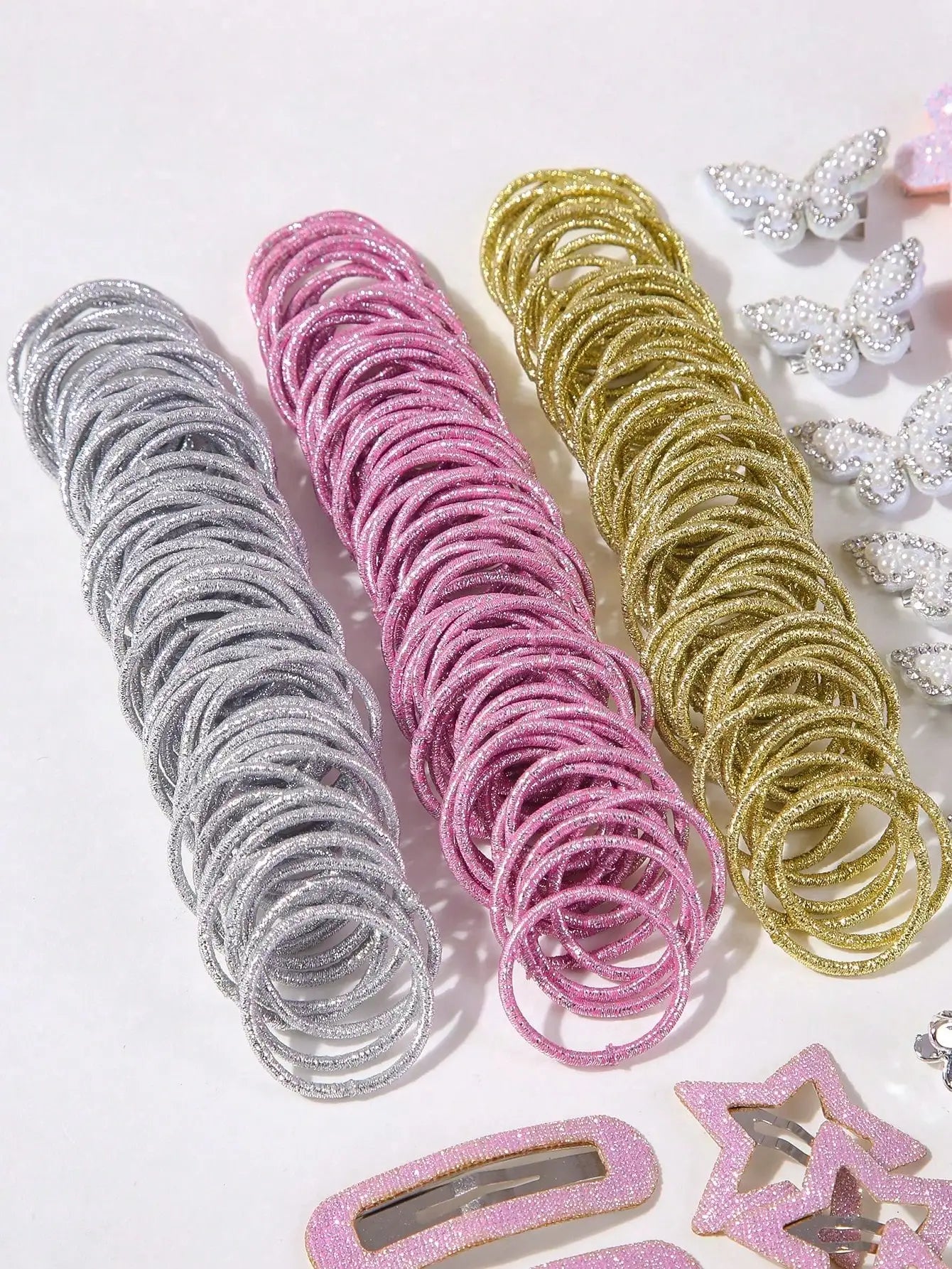 814pcs/Set Girls' Sequin Butterfly Random Style Hair Clips, Minimalist Sequin Pentagram BB Clips, Bangs & Hair Accessories,